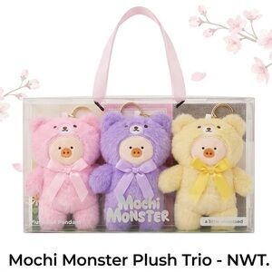 Mochi Monster Plush Trio - Pink, Purple, Yellow